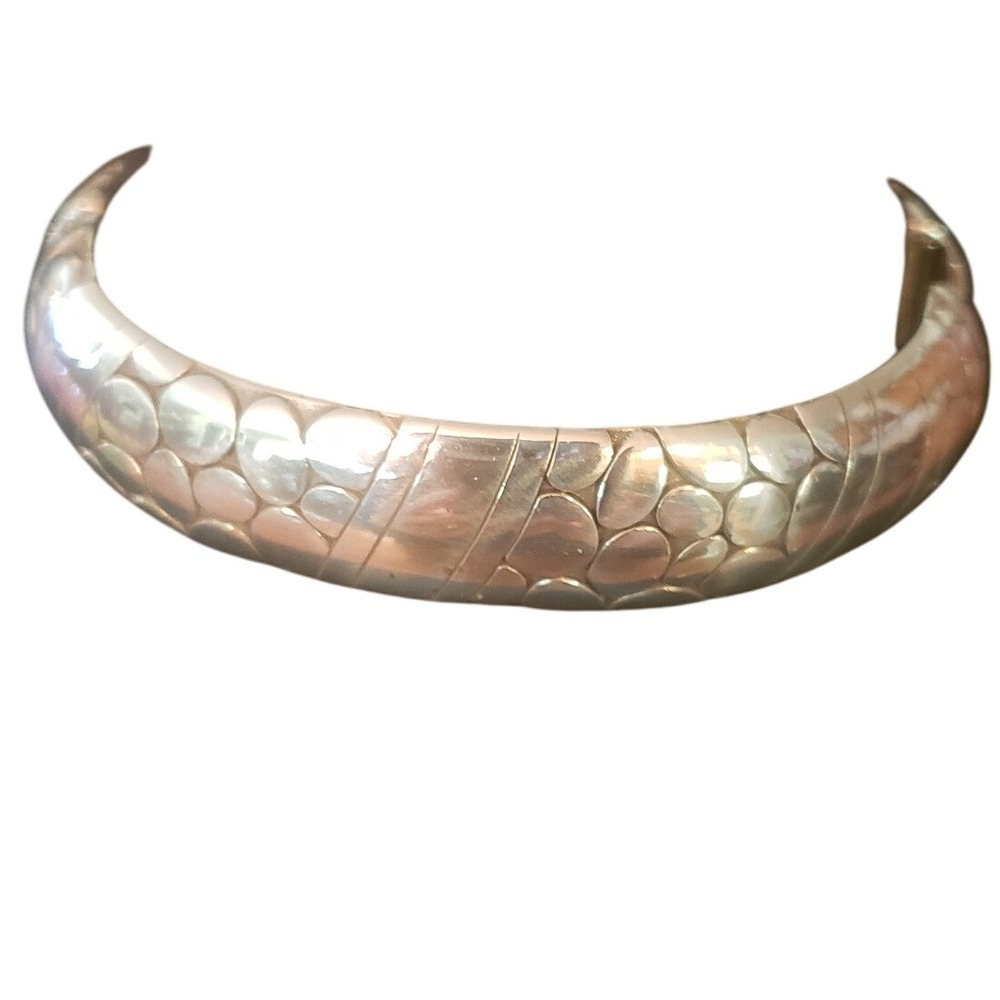 Brighton Vintage Silver Tone Metal Statement bracelet Snake‎ Skin Textured